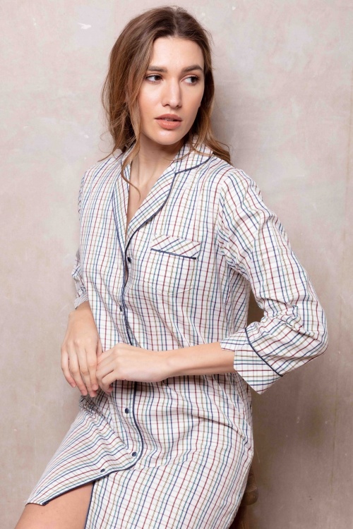 Tramline Check 100% Cotton Nightshirt